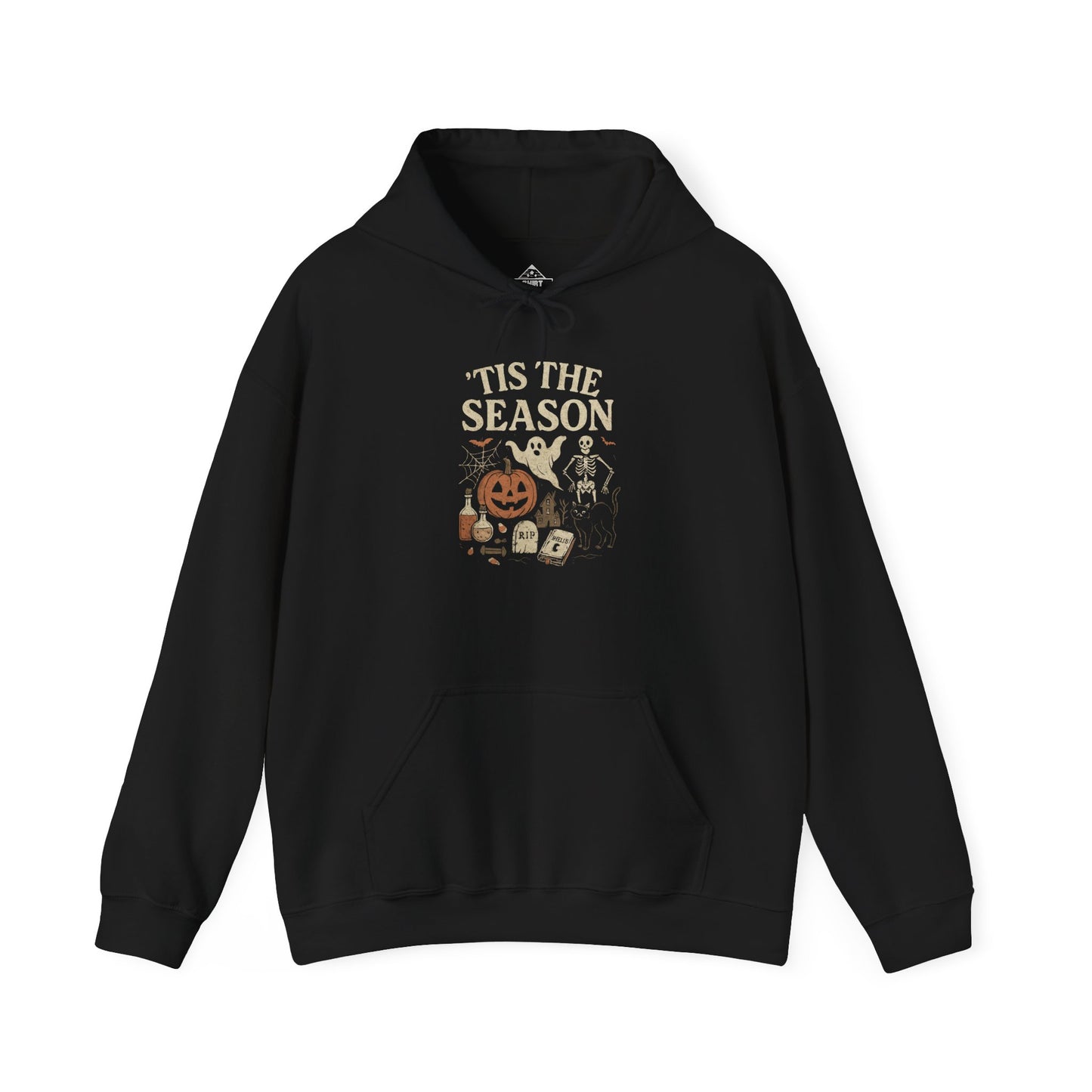 ‘Tis the Season Halloween  | Vintage Spooky Season Shirt with Ghost, Skeleton & Pumpkin | Retro Halloween Graphic Tee for Fall