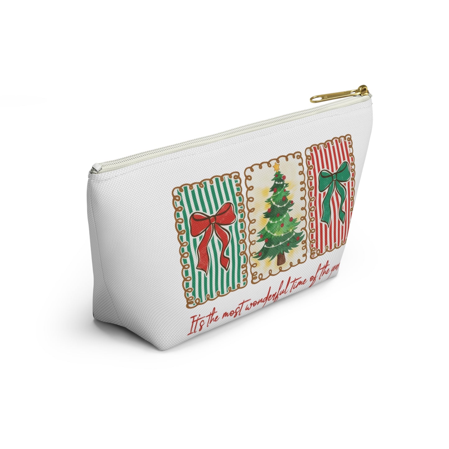 Festive Christmas Tree & Bow Design | It’s the Most Wonderful Time of the Year – Holiday Shirt, Mug, Tote & Home Decor Zip Pouches