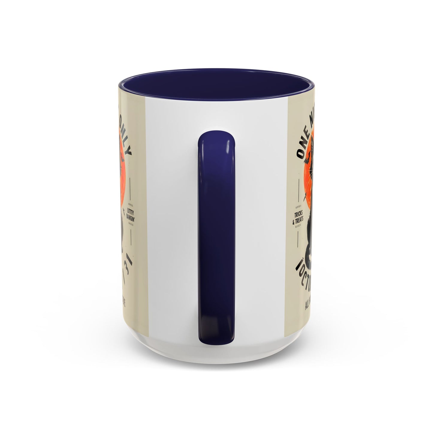Halloween Black Cat Design | One Night Only October 31 Vintage Artwork Accent Mug