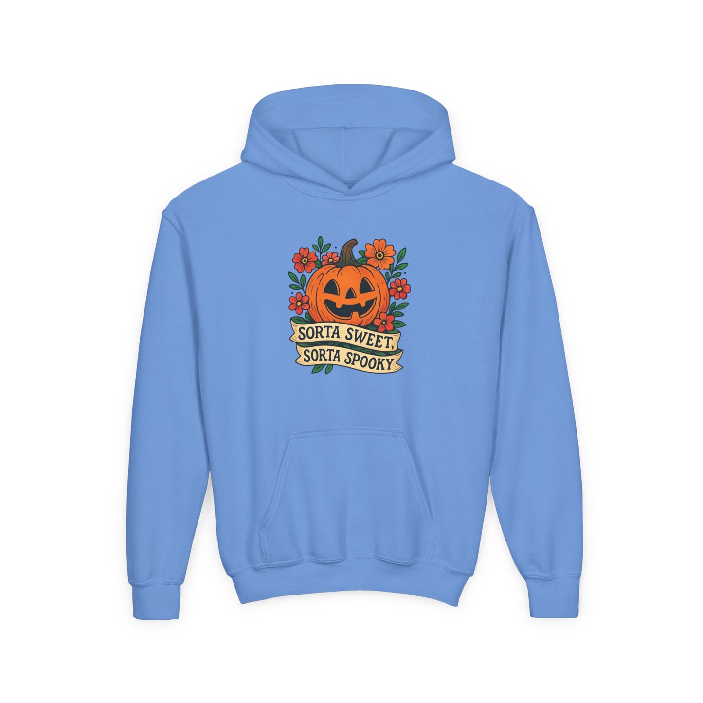 Cute Pumpkin Design – Sorta Sweet, Sorta Spooky Halloween Artwork Kids Hoodies