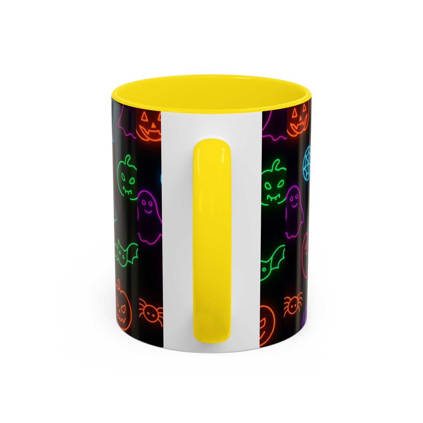 Neon Halloween Pattern | Cute Ghosts, Pumpkins & Bats Glow Design Accent Mug