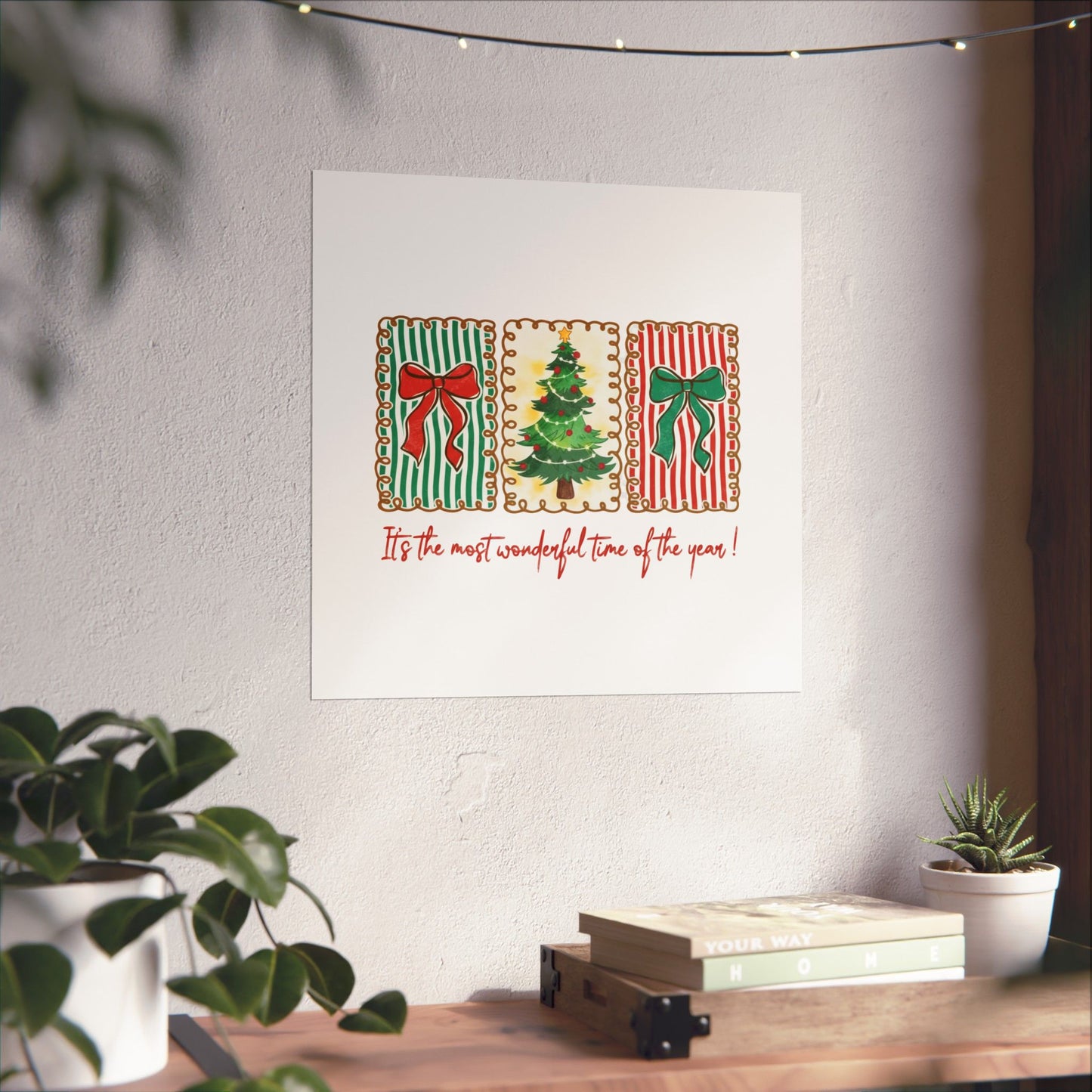 Festive Christmas Tree & Bow Design | It’s the Most Wonderful Time of the Year – Holiday Shirt, Mug, Tote & Home Decor Poster
