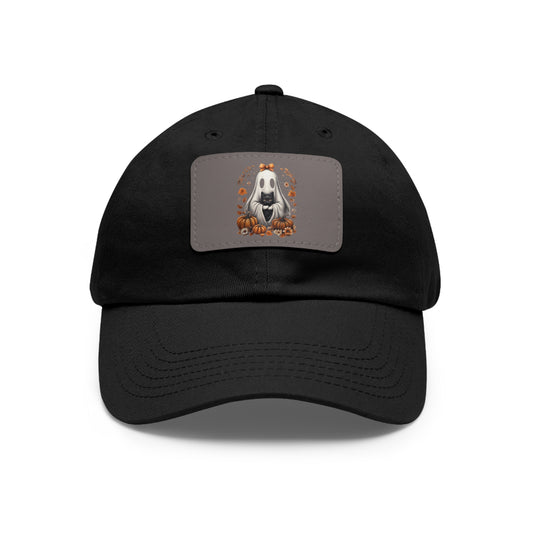 Cute Ghost and Black Cat Halloween T-Shirt | Cozy Fall Pumpkin Shirt | Spooky Season Aesthetic Apparel Gift for Halloween Lovers Dad Hat