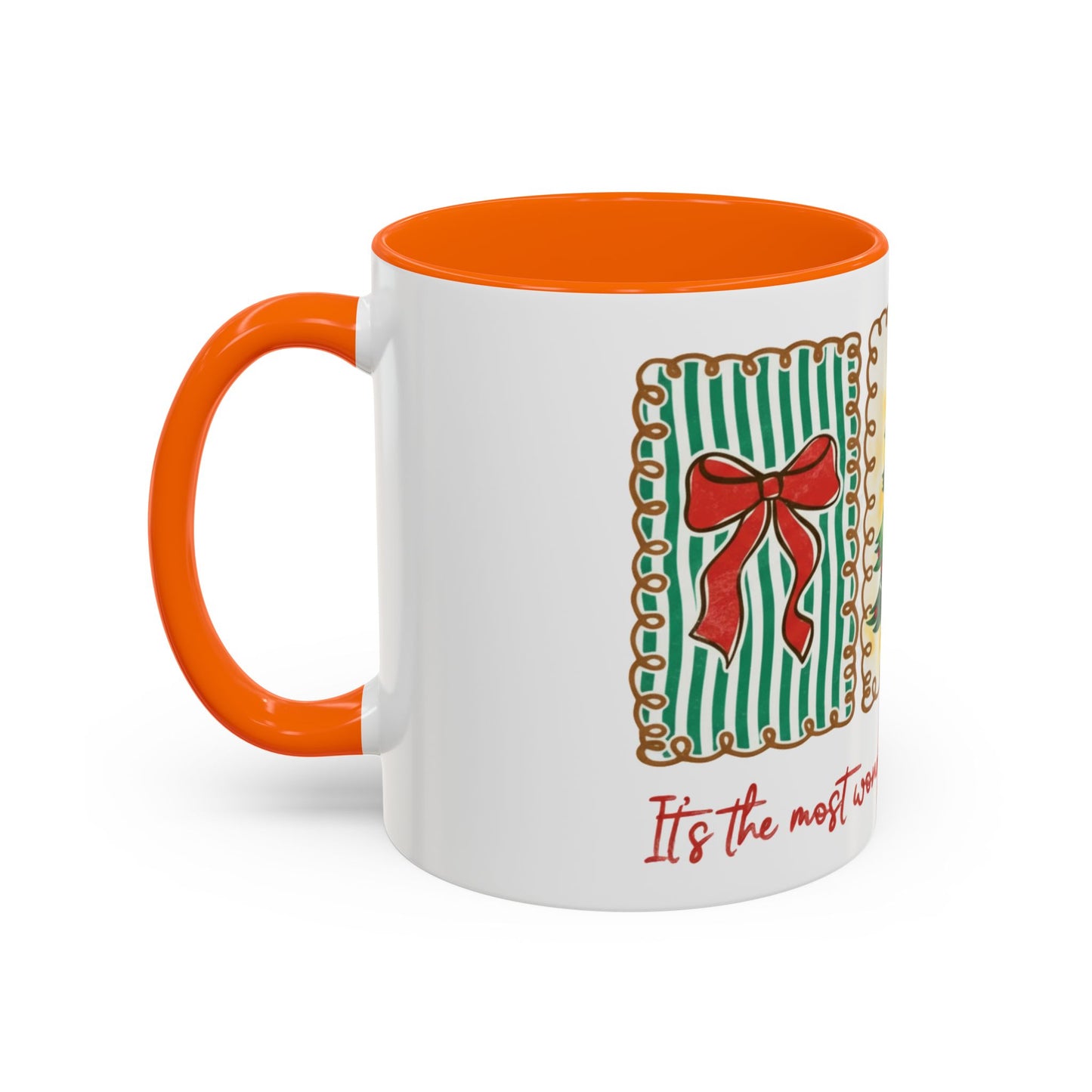 Festive Christmas Tree & Bow Design | It’s the Most Wonderful Time of the Year – Holiday Shirt, Mug, Tote & Home Decor Accent Mug