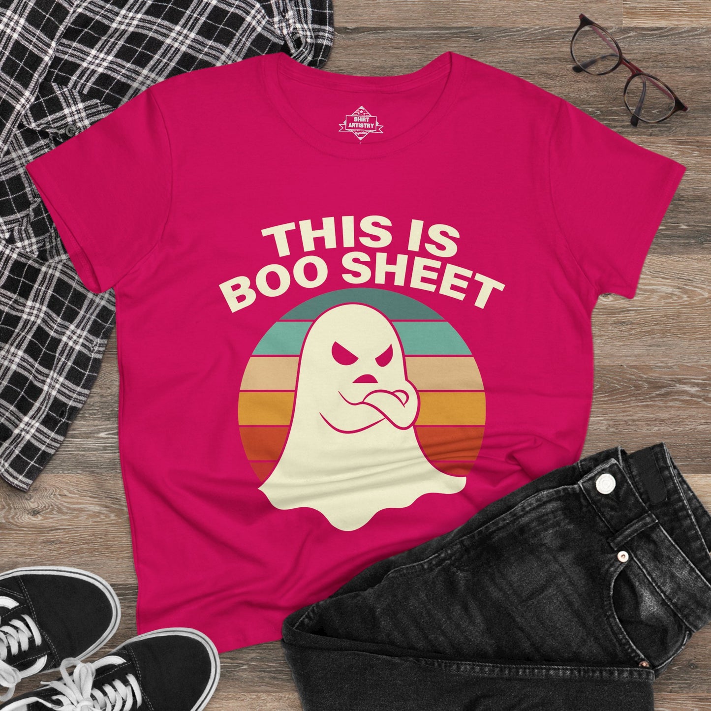 This Is Boo Sheet Funny Halloween | Sarcastic Ghost Shirt for Spooky Season | Retro Ghost Graphic Tee for Men & Women