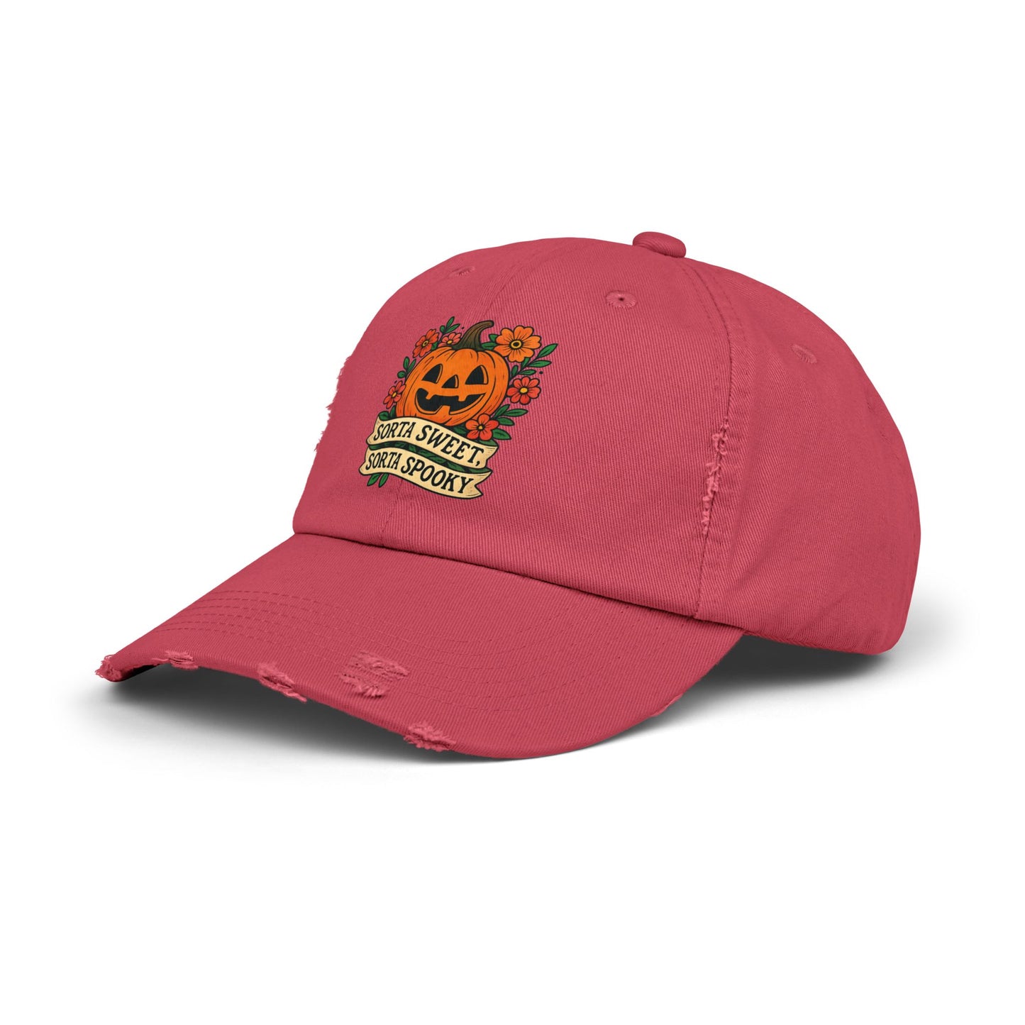 Cute Pumpkin Design – Sorta Sweet, Sorta Spooky Halloween Artwork Distressed cap