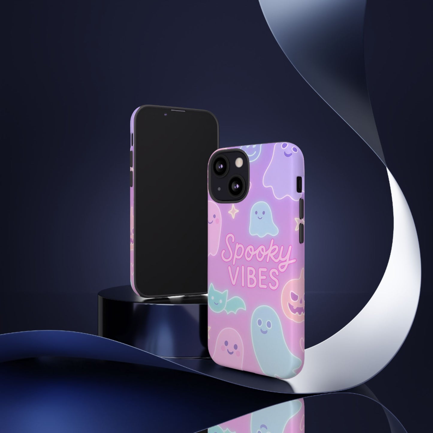 Spooky Vibes Pastel Halloween Design | Cute Ghosts, Pumpkins & Bats Aesthetic Phone Cases