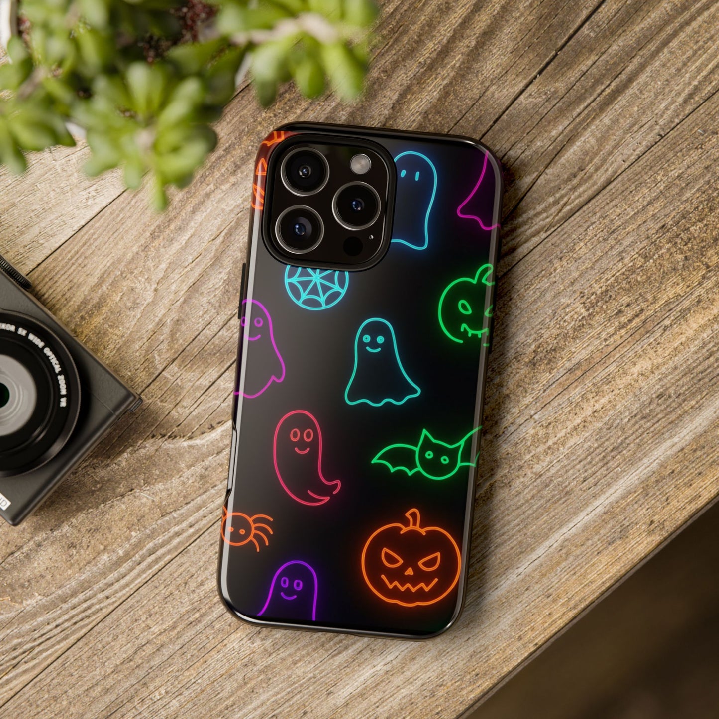 Neon Halloween Pattern | Cute Ghosts, Pumpkins & Bats Glow Design Phone Cases