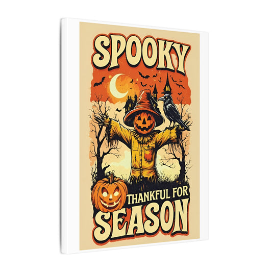 Spooky Thankful for the Season Halloween Scarecrow Vintage Design Canvas Print
