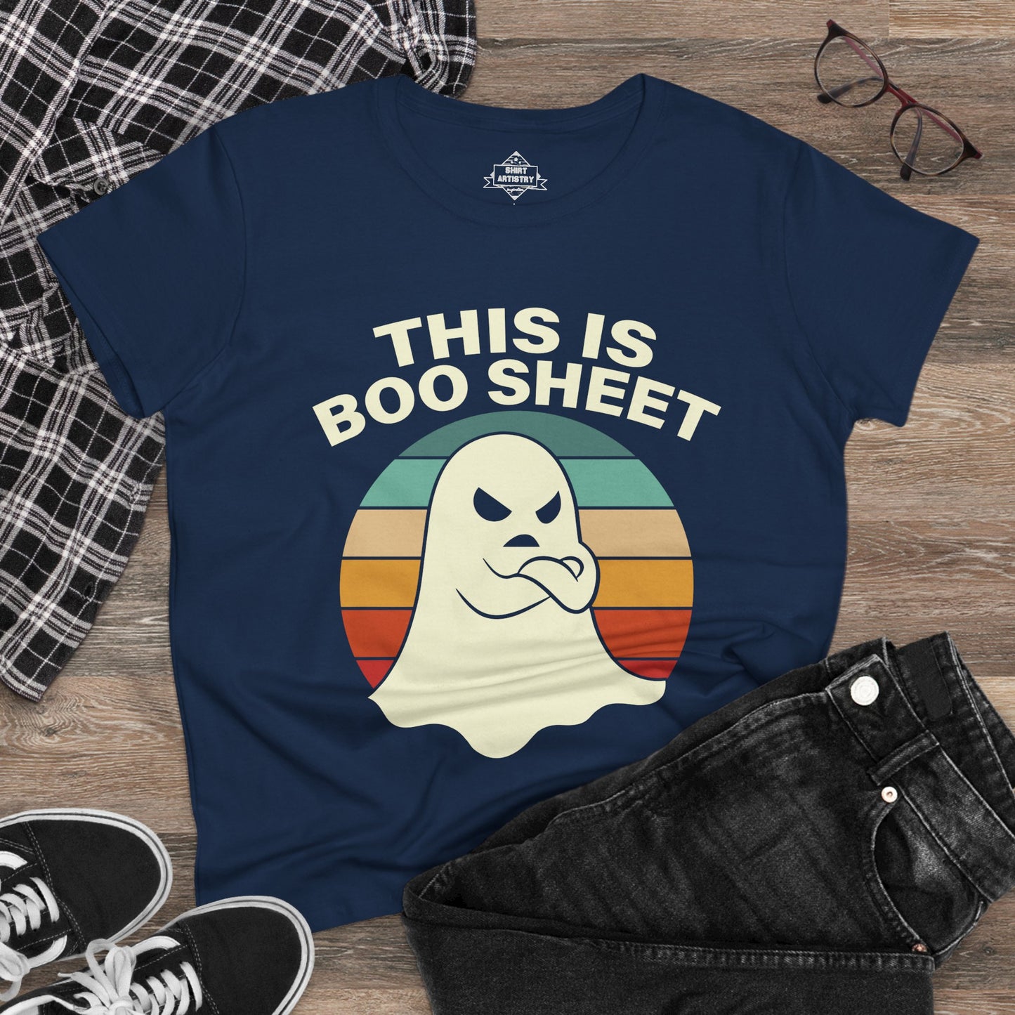 This Is Boo Sheet Funny Halloween | Sarcastic Ghost Shirt for Spooky Season | Retro Ghost Graphic Tee for Men & Women
