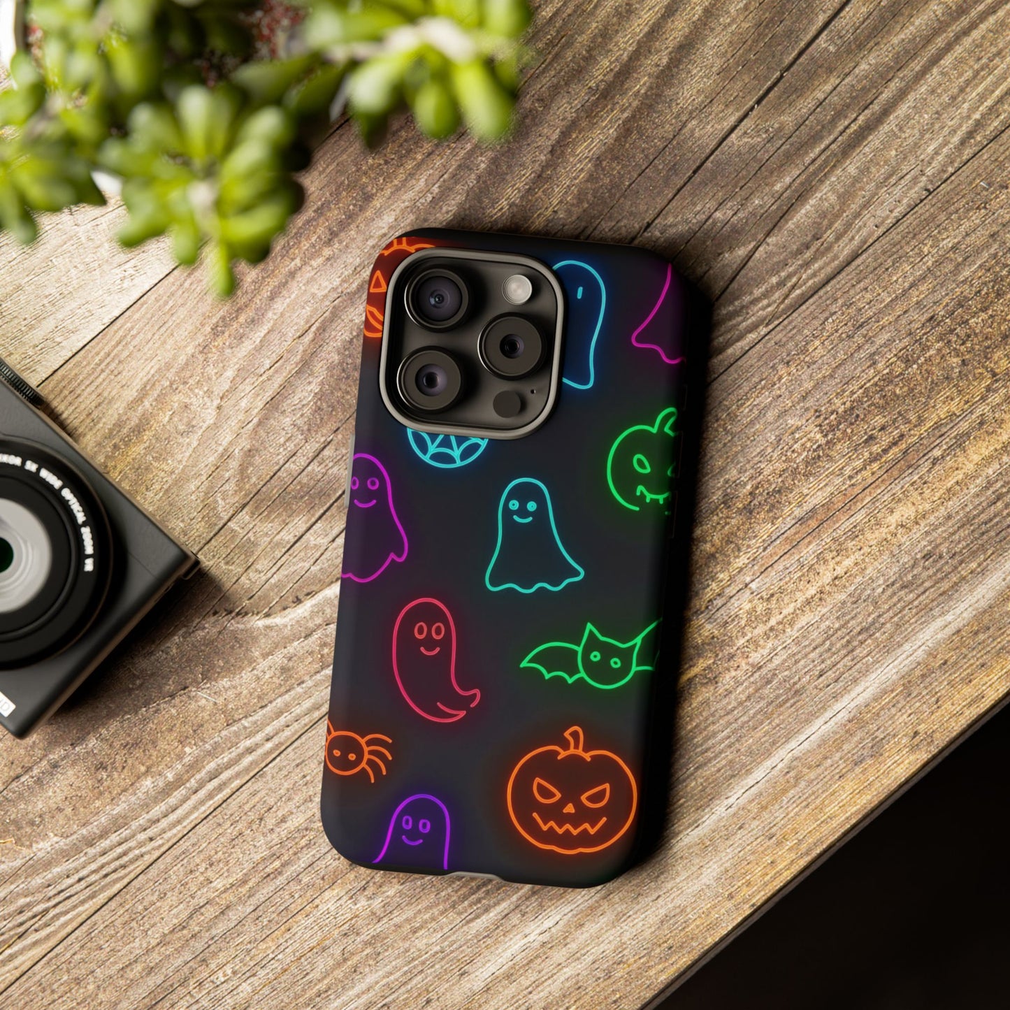 Neon Halloween Pattern | Cute Ghosts, Pumpkins & Bats Glow Design Phone Cases