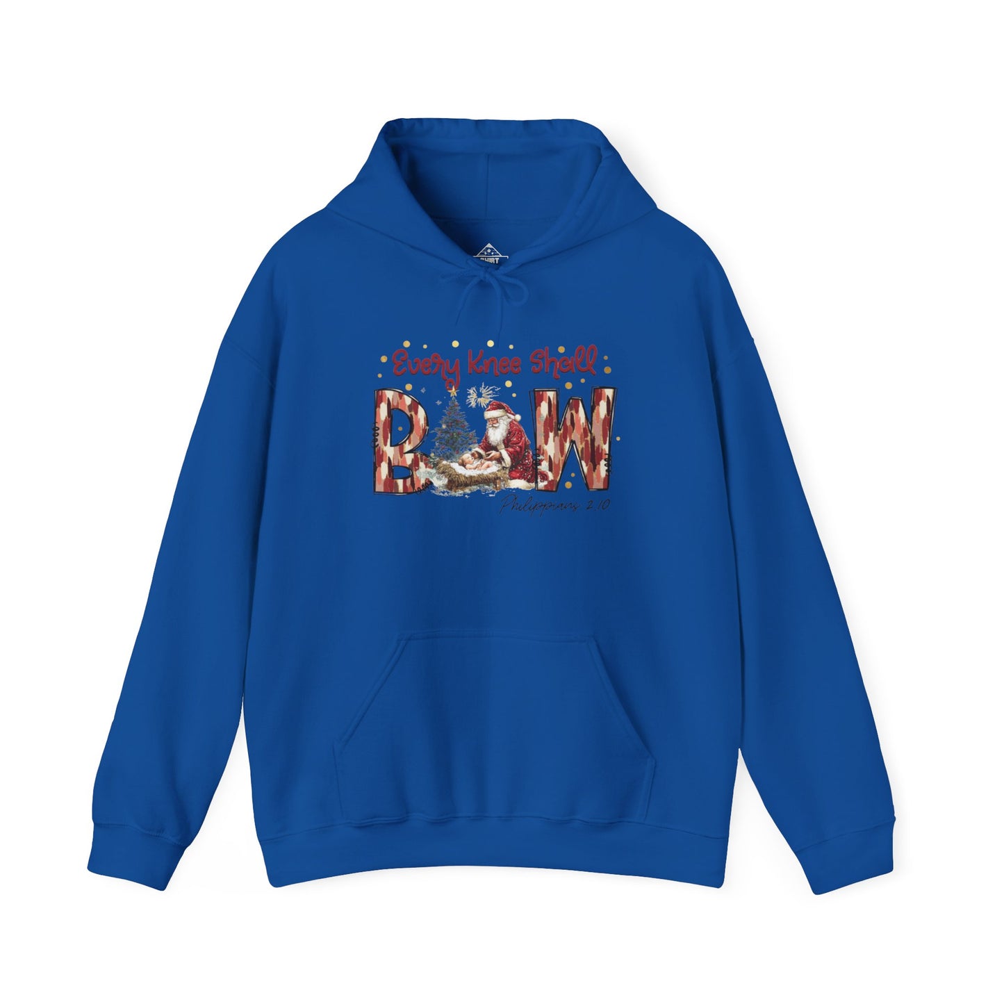Every Knee Shall Bow Philippians 2:10 | Christian Christmas Design with Santa & Baby Jesus | Faith-Based Holiday Gift