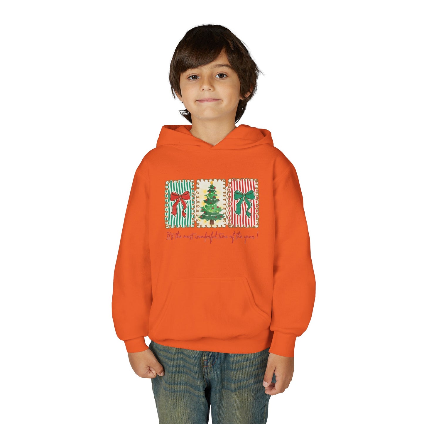 Festive Christmas Tree & Bow Design | It’s the Most Wonderful Time of the Year – Holiday Shirt, Mug, Tote & Home Decor Kids Hoodie