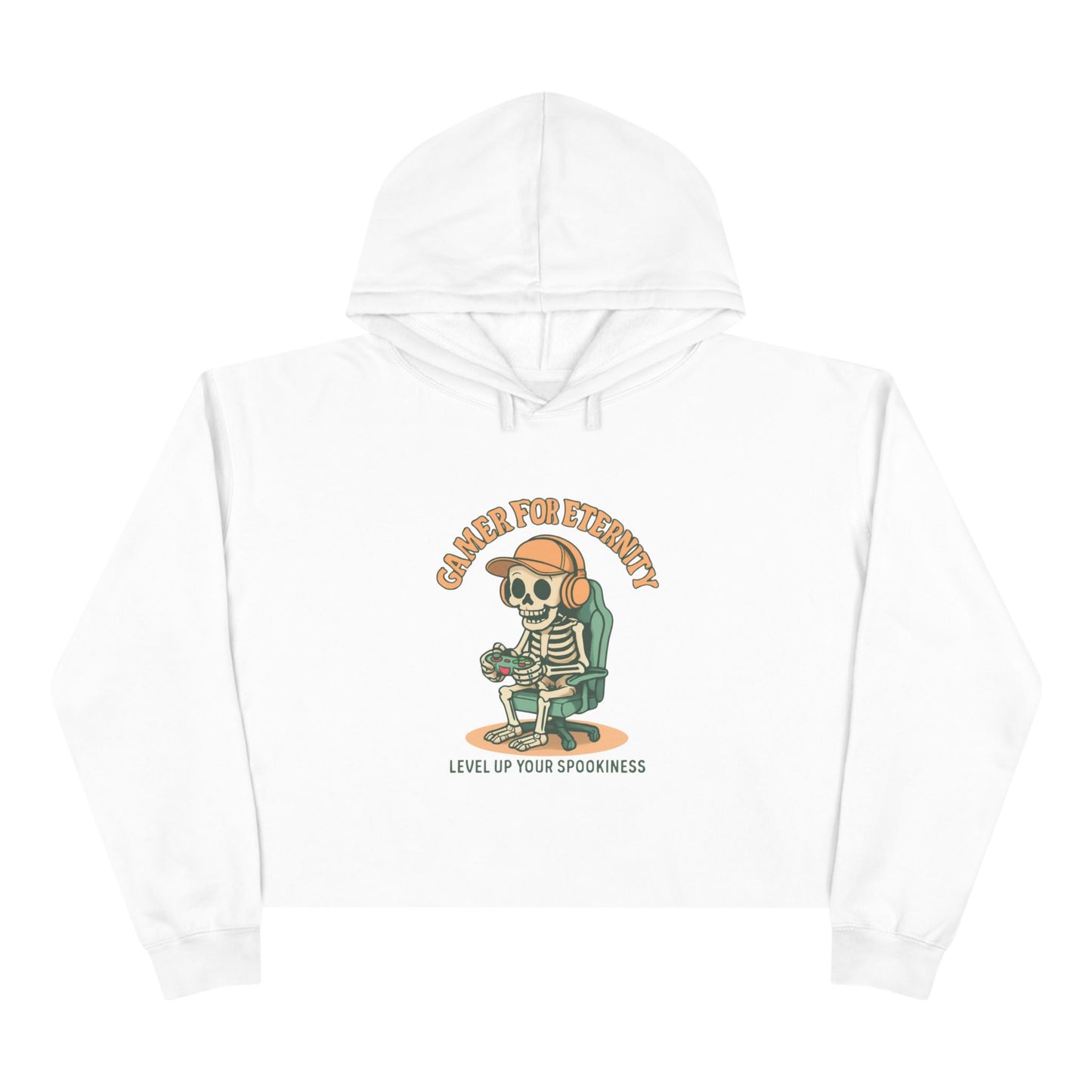Gamer Crop Hoodie, Cute Skeleton Hoodie, Level Up Your Spookiness, Halloween Sweater, Gaming Apparel, Fun Casual Wear