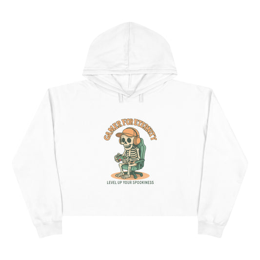 Gamer Crop Hoodie, Cute Skeleton Hoodie, Level Up Your Spookiness, Halloween Sweater, Gaming Apparel, Fun Casual Wear