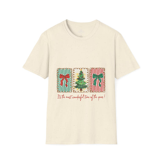 Festive Christmas Tree & Bow Design | It’s the Most Wonderful Time of the Year – Holiday Shirt, Mug, Tote & Home deco