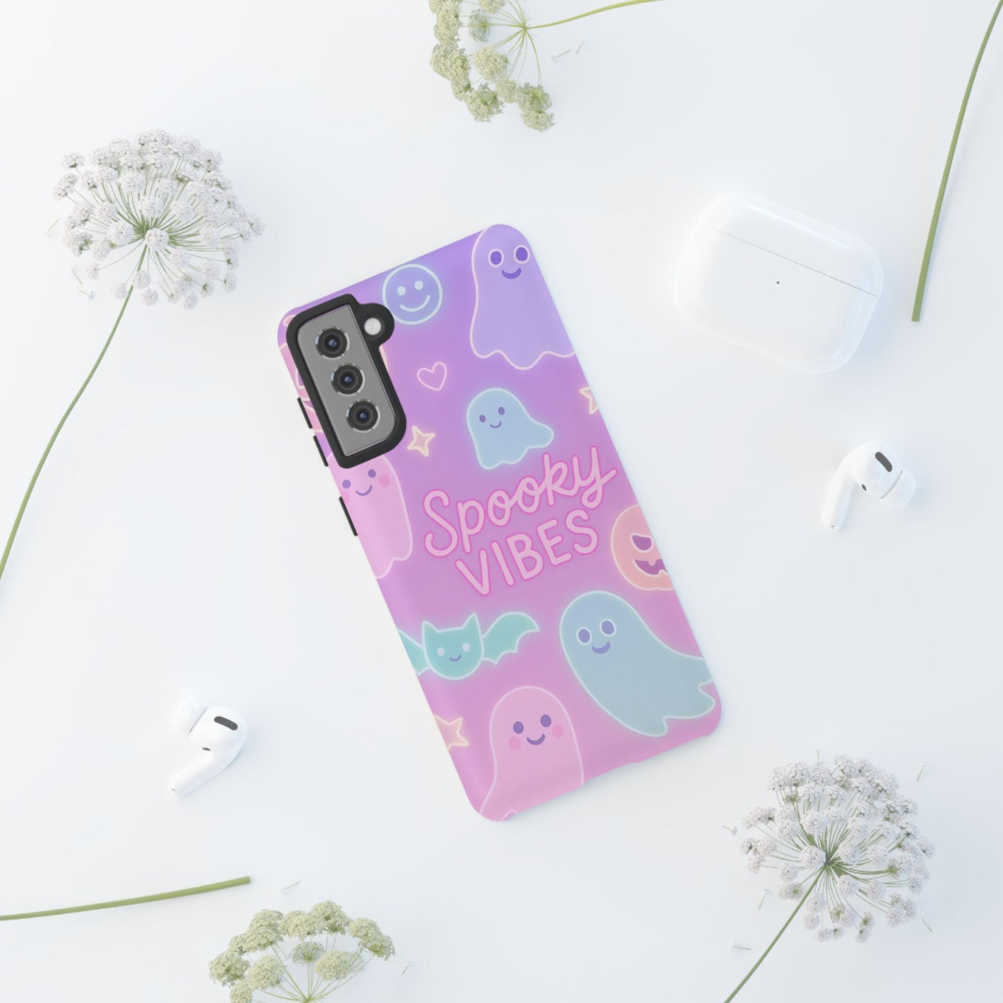 Spooky Vibes Pastel Halloween Design | Cute Ghosts, Pumpkins & Bats Aesthetic Phone Cases