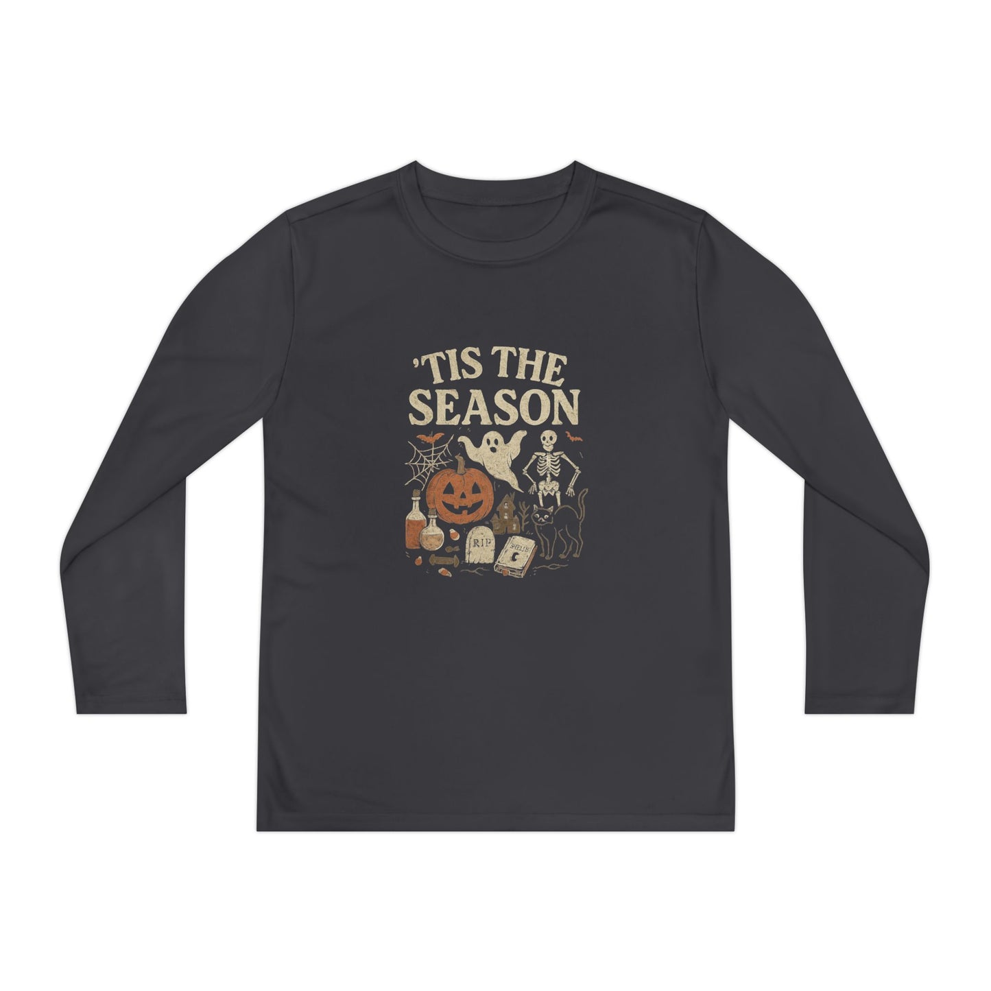 ‘Tis the Season Halloween  | Vintage Spooky Season Shirt with Ghost, Skeleton & Pumpkin | Retro Halloween Graphic Tee for Fall