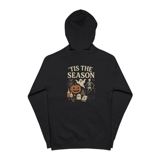 ‘Tis the Season Halloween T‑Shirt | Vintage Spooky Season Shirt with Ghost, Skeleton & Pumpkin | Retro Halloween Graphic Tee for Fall