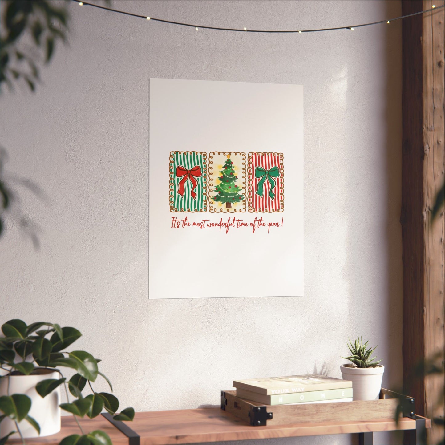 Festive Christmas Tree & Bow Design | It’s the Most Wonderful Time of the Year – Holiday Shirt, Mug, Tote & Home Decor Poster