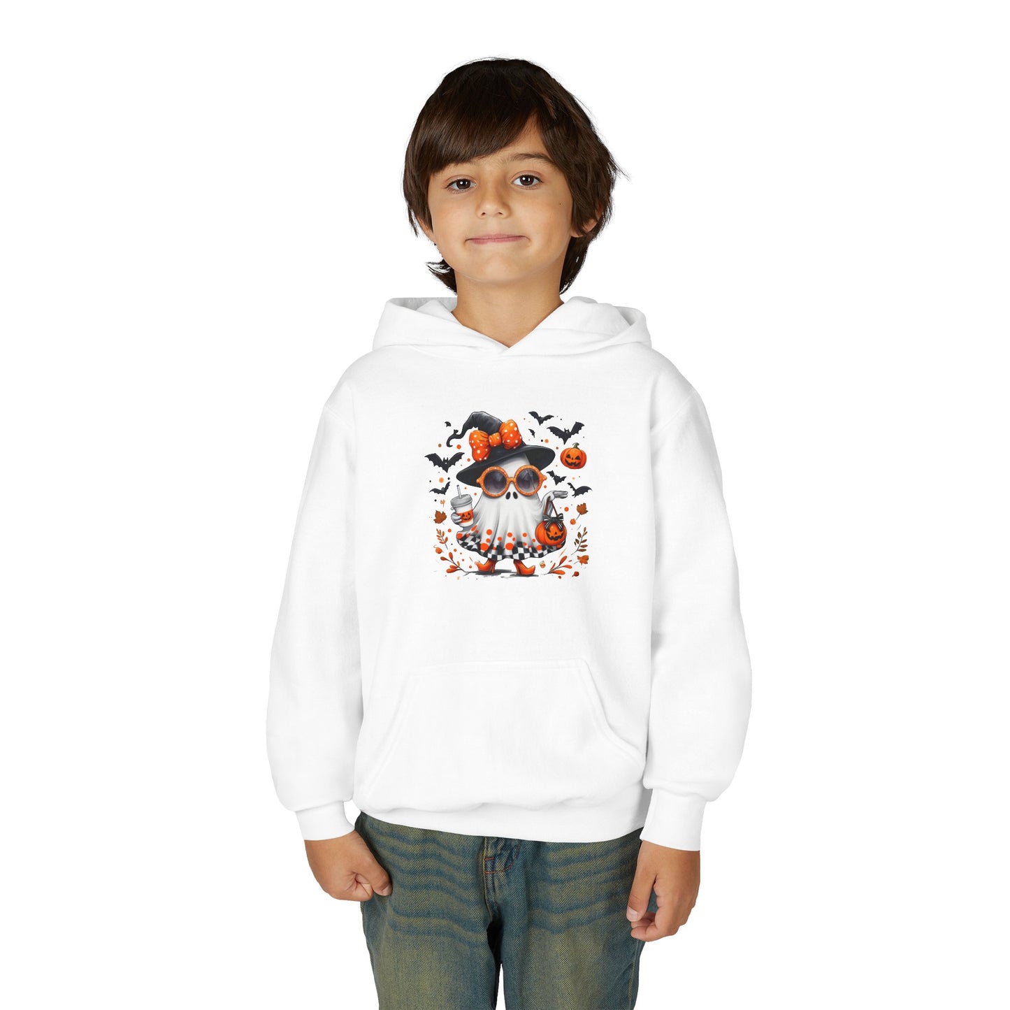 Cute Halloween Ghost T-Shirt | Trendy Witch Ghost Outfit | Spooky Fall Shirt for Women | Pumpkin Aesthetic Halloween Apparel Gift Kids Hoodie