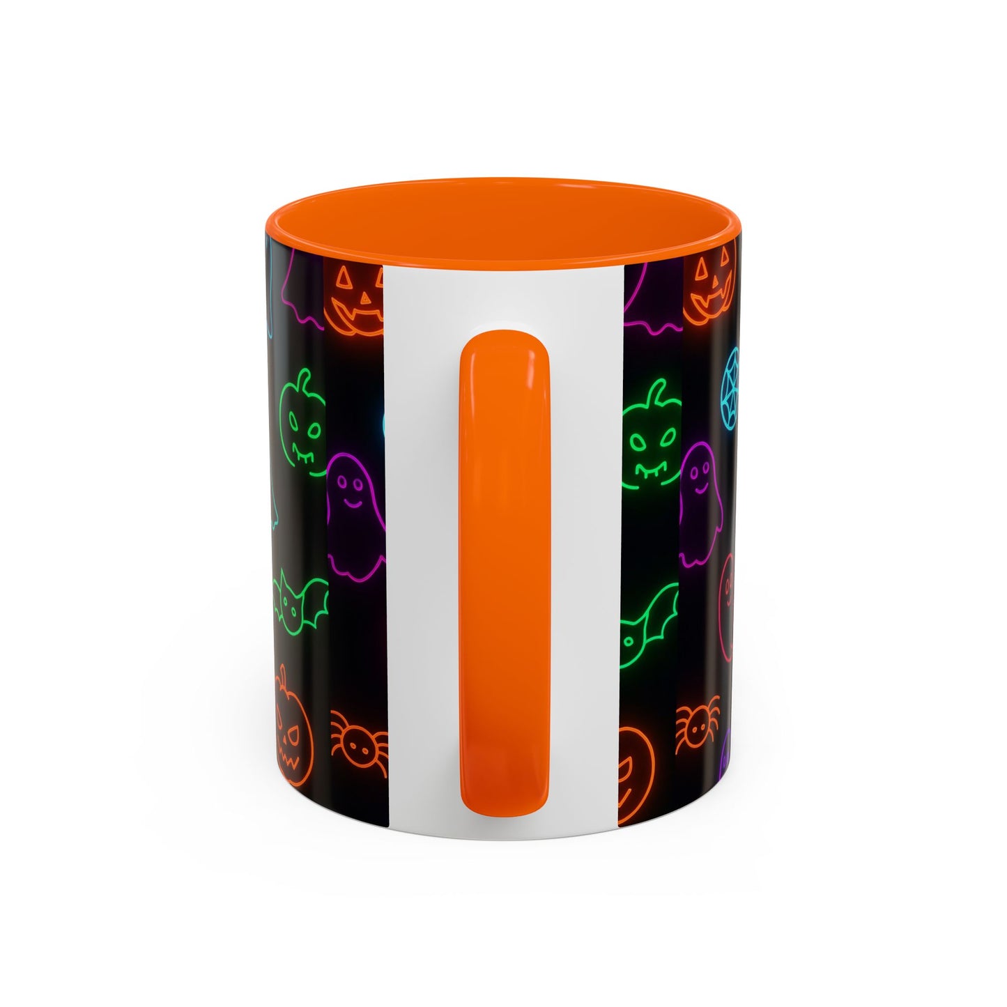 Neon Halloween Pattern | Cute Ghosts, Pumpkins & Bats Glow Design Accent Mug