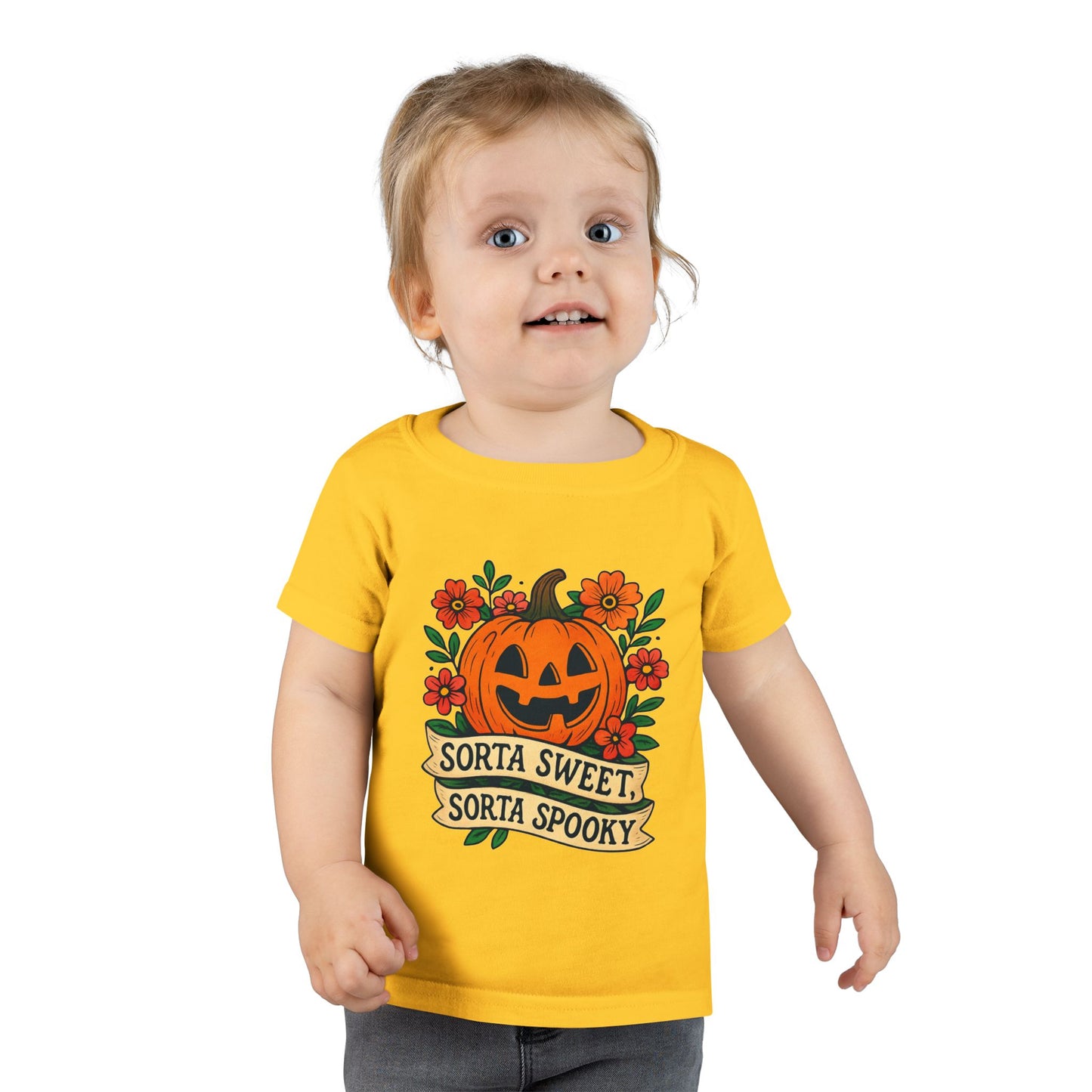Cute Pumpkin Design – Sorta Sweet, Sorta Spooky Halloween Artwork Toddler T-Shirt