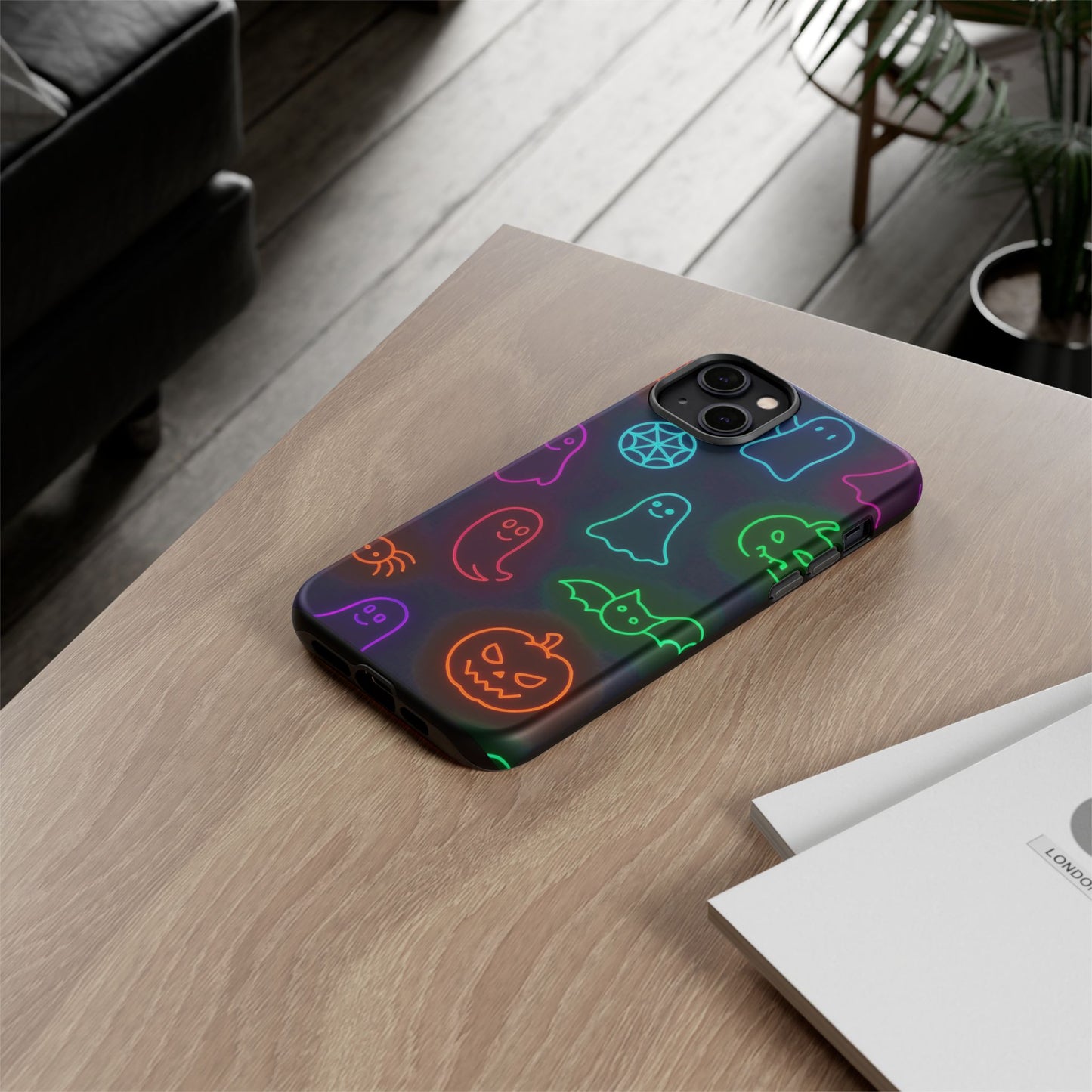 Neon Halloween Pattern | Cute Ghosts, Pumpkins & Bats Glow Design Phone Cases