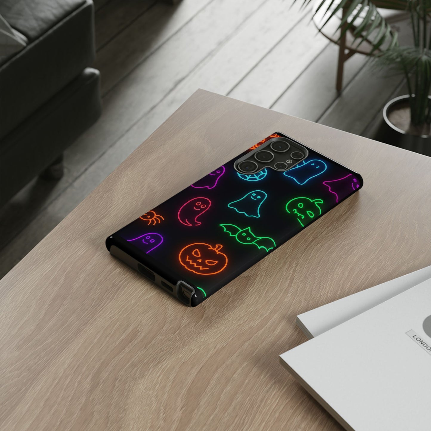 Neon Halloween Pattern | Cute Ghosts, Pumpkins & Bats Glow Design Phone Cases