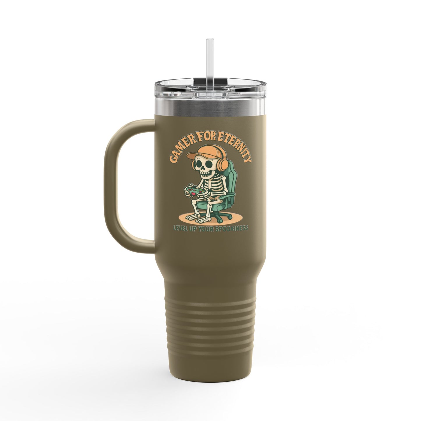 Insulated Travel Mug, Halloween Skeleton Design, 40oz, Perfect for On-the-Go, Party Beverage Container, Spooky Vibes, Travel Mug