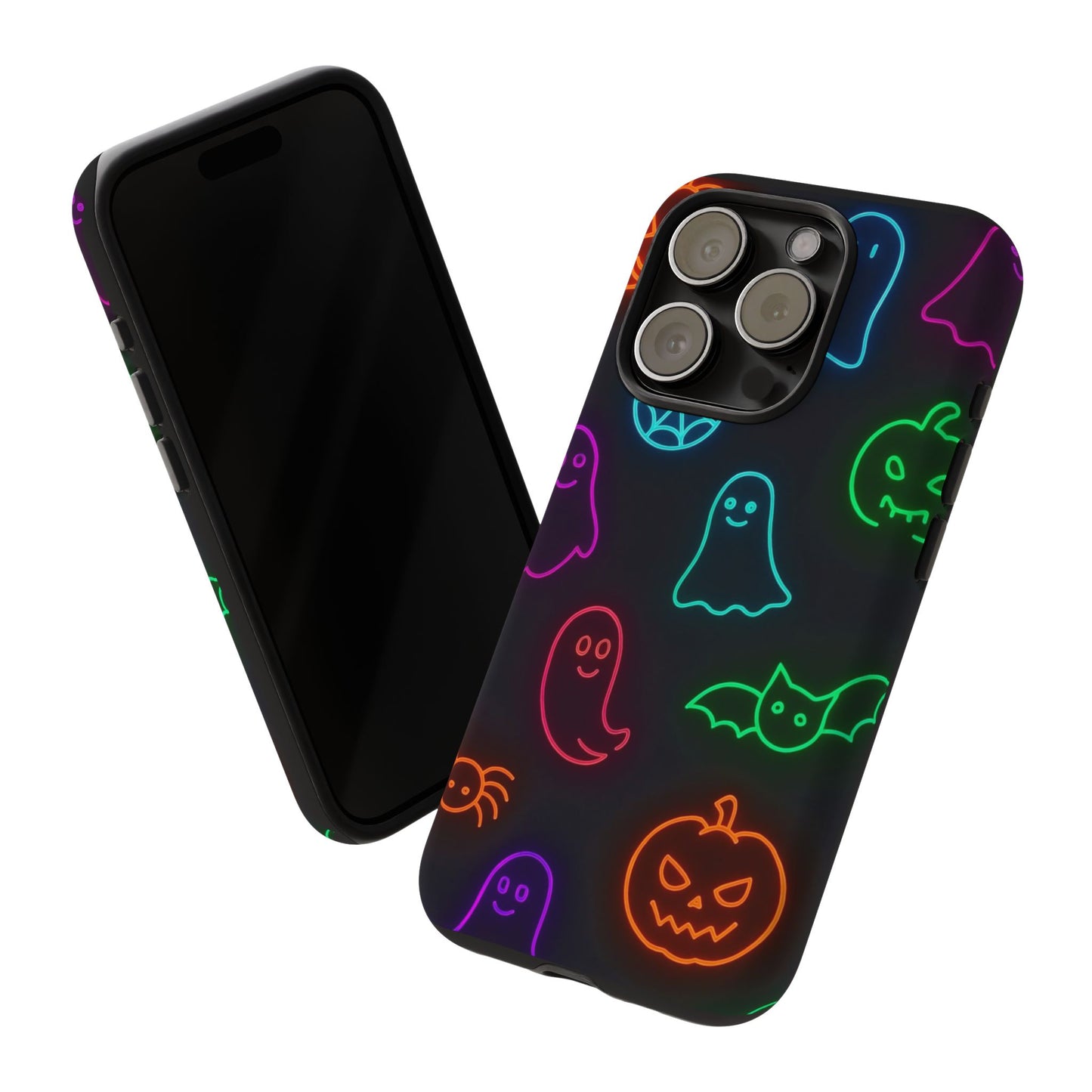 Neon Halloween Pattern | Cute Ghosts, Pumpkins & Bats Glow Design Phone Cases