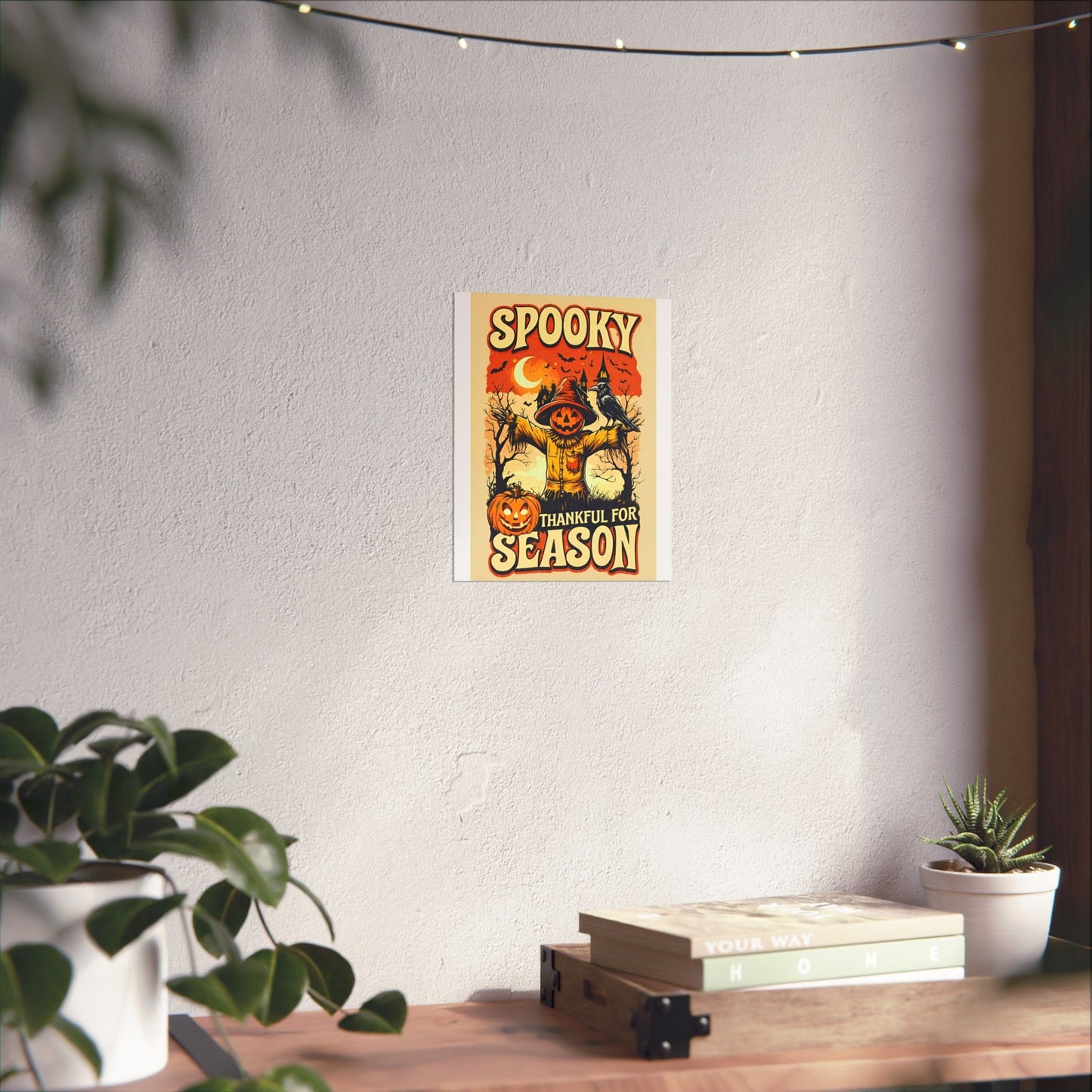 Spooky Thankful for the Season Halloween Scarecrow Vintage Design Poster