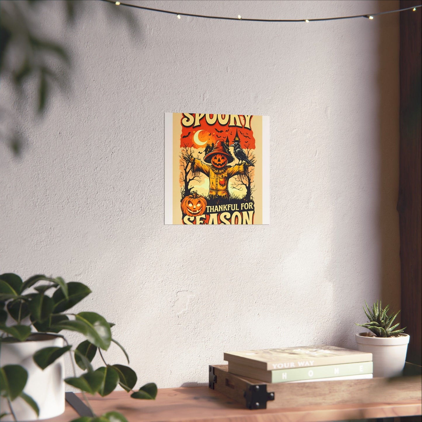 Spooky Thankful for the Season Halloween Scarecrow Vintage Design Poster