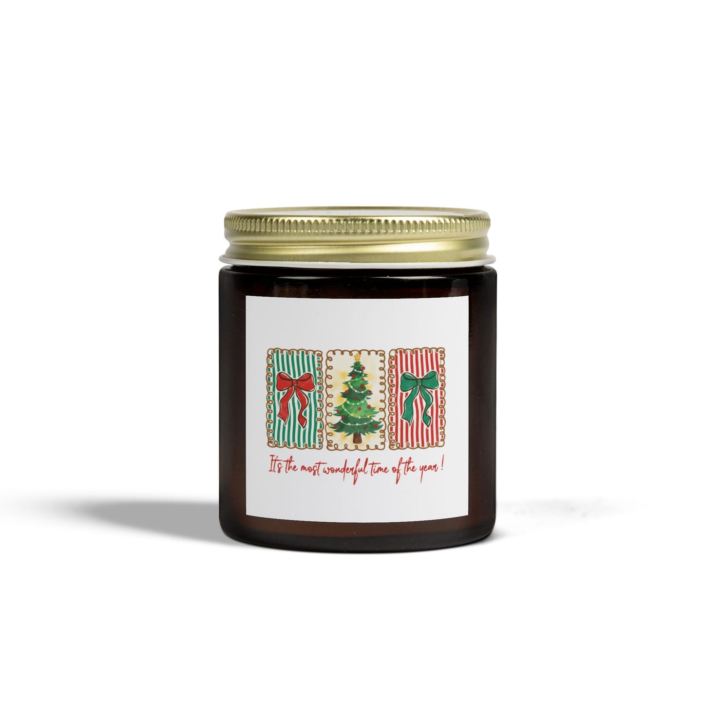 Festive Christmas Tree & Bow Design | It’s the Most Wonderful Time of the Year – Holiday Shirt, Mug, Tote & Home Decor Candle