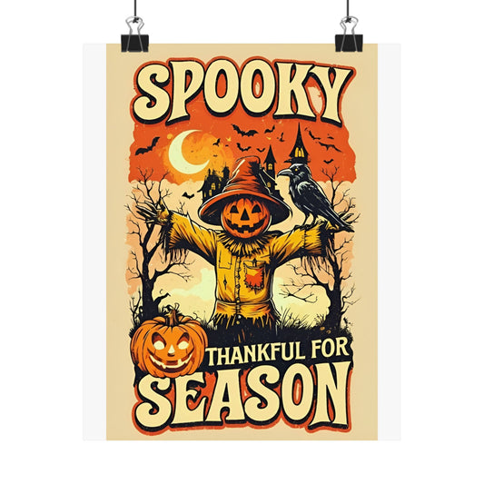 Spooky Thankful for the Season Halloween Scarecrow Vintage Design Poster