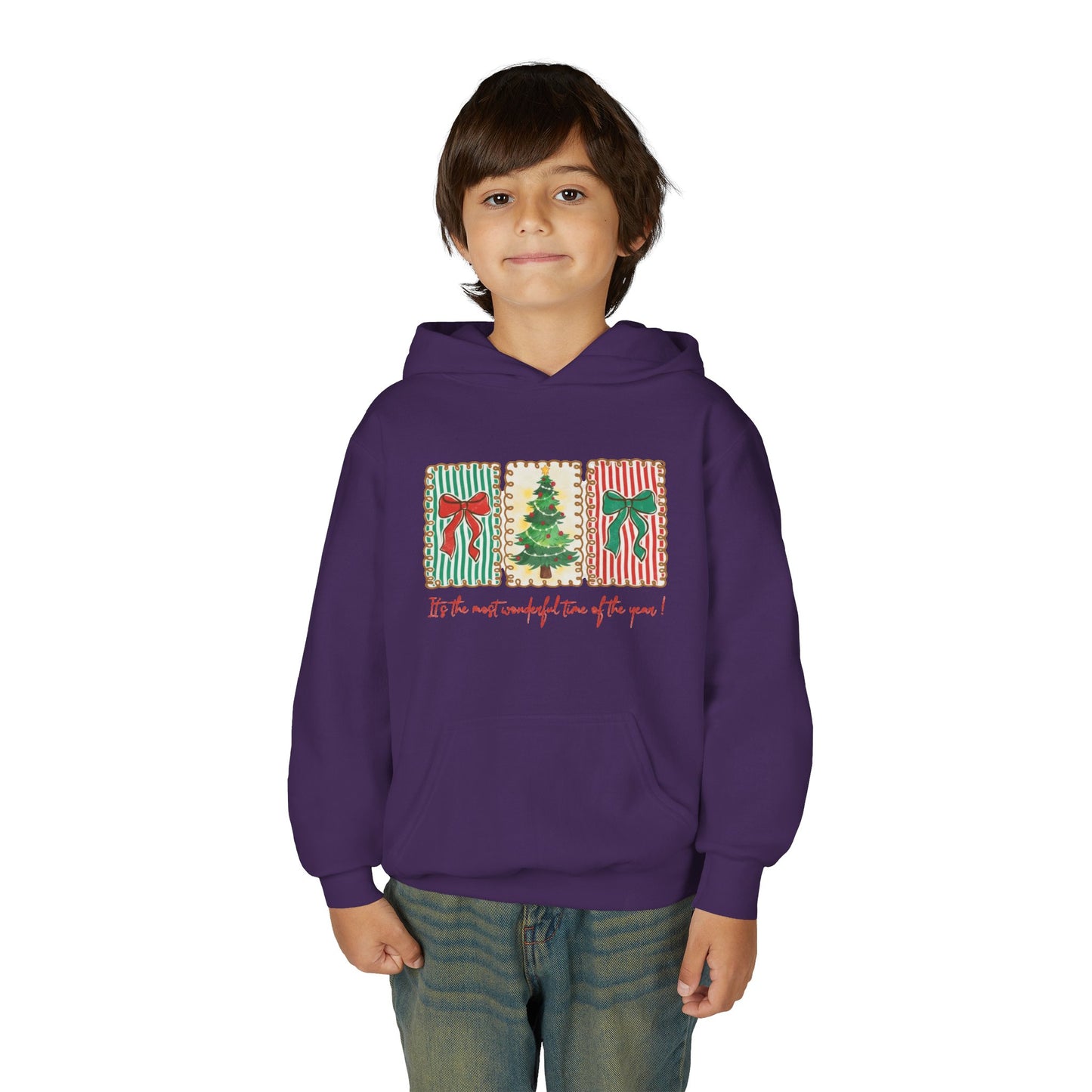 Festive Christmas Tree & Bow Design | It’s the Most Wonderful Time of the Year – Holiday Shirt, Mug, Tote & Home Decor Kids Hoodie