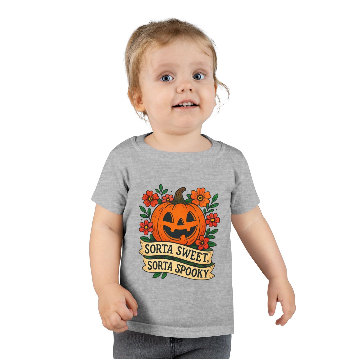Cute Pumpkin Design – Sorta Sweet, Sorta Spooky Halloween Artwork Toddler T-Shirt