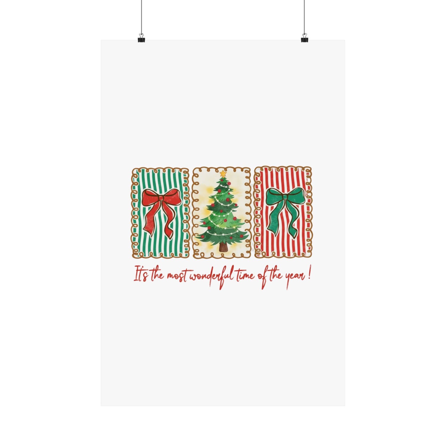 Festive Christmas Tree & Bow Design | It’s the Most Wonderful Time of the Year – Holiday Shirt, Mug, Tote & Home Decor Poster