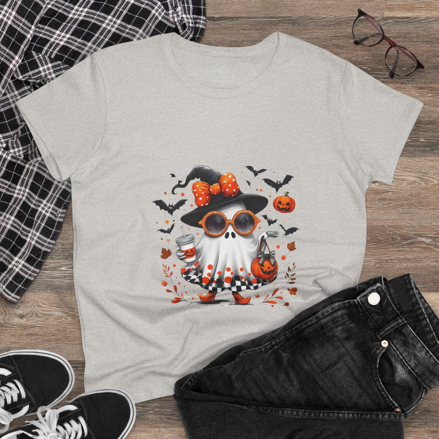Trendy Halloween Ghost Tumbler Design | Cute Witch Ghost PNG | Spooky Season Sublimation Design for Shirts, Mugs & Decor