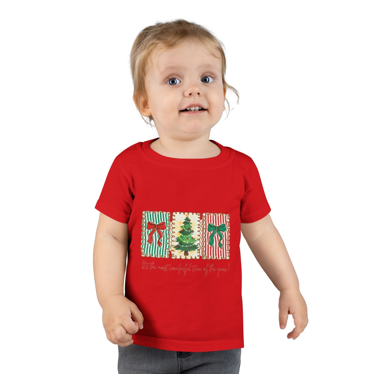 Festive Christmas Tree & Bow Design | It’s the Most Wonderful Time of the Year – Holiday Shirt, Mug, Tote & Home Decor Toddler T-Shirt
