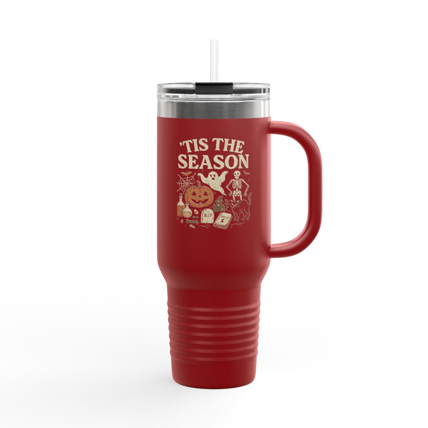 ‘Tis the Season Halloween Design | Vintage Spooky Season Ghost & Skeleton Artwork | Retro Halloween Apparel & Gift Idea Travel Mug