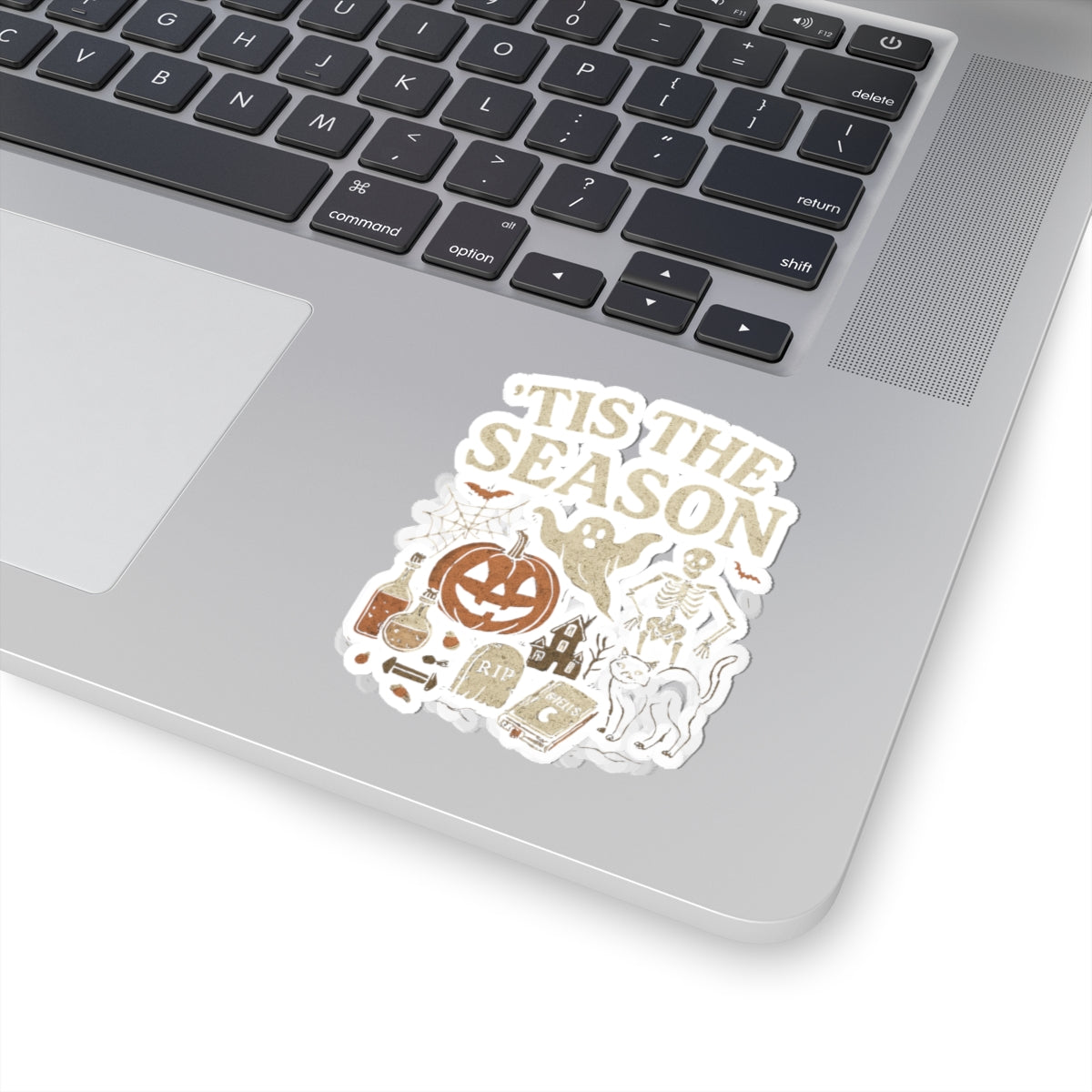 ‘Tis the Season Halloween | Vintage Spooky Season Shirt with Ghost, Skeleton & Pumpkin | Retro Halloween Graphic Tee for Fall Stickers