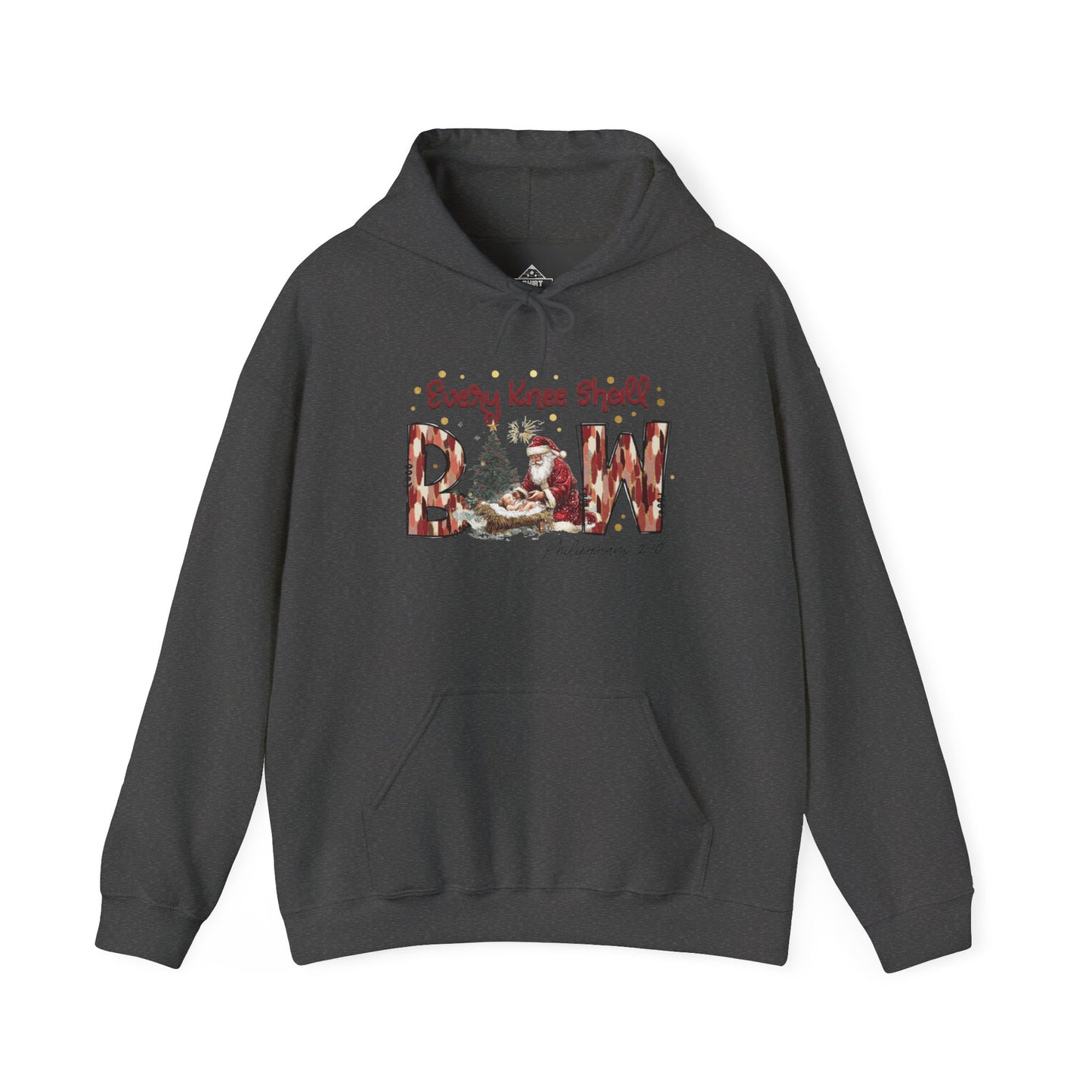 Every Knee Shall Bow Philippians 2:10 | Christian Christmas Design with Santa & Baby Jesus | Faith-Based Holiday Gift