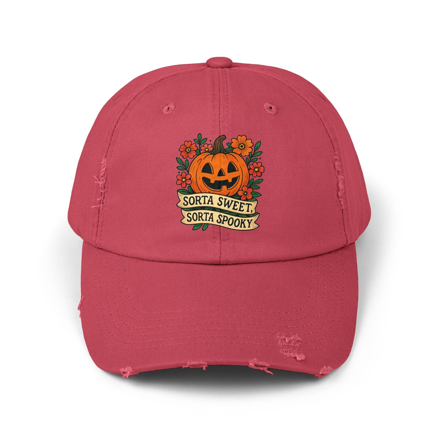 Cute Pumpkin Design – Sorta Sweet, Sorta Spooky Halloween Artwork Distressed cap