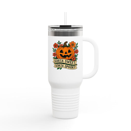 Spooky Floral Insulated Travel Mug - 40oz, Halloween Coffee Cup, Fall Drink Mug, Cute Travel Tumbler, Gift for Witchy Friends, Travel Mug