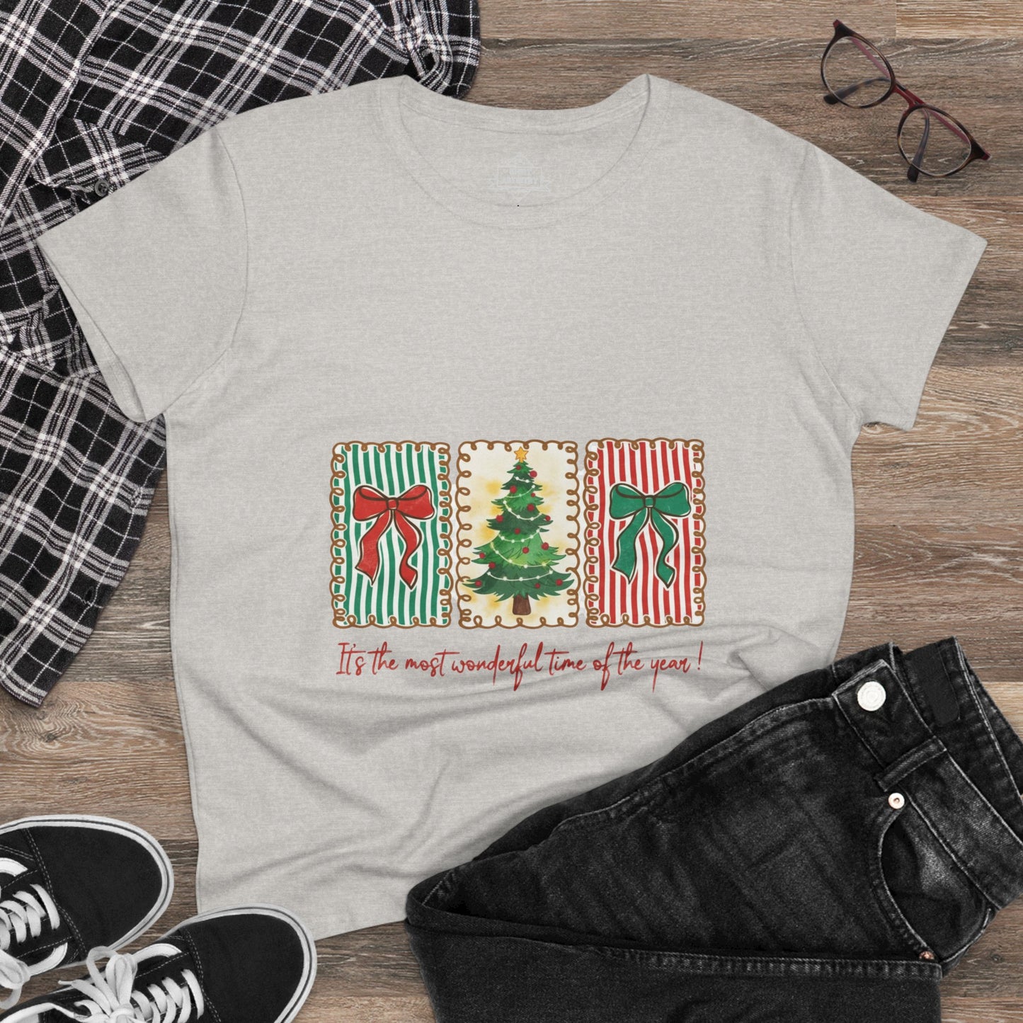 Festive Christmas Tree & Bow Design | It’s the Most Wonderful Time of the Year – Holiday Shirt, Mug, Tote & Home Decor