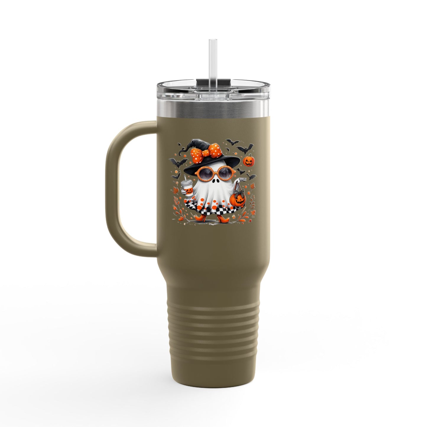 Cute Halloween Ghost  | Trendy Witch Ghost Outfit | Spooky Fall Shirt for Women | Pumpkin Aesthetic Halloween Apparel Gift Travel Mug