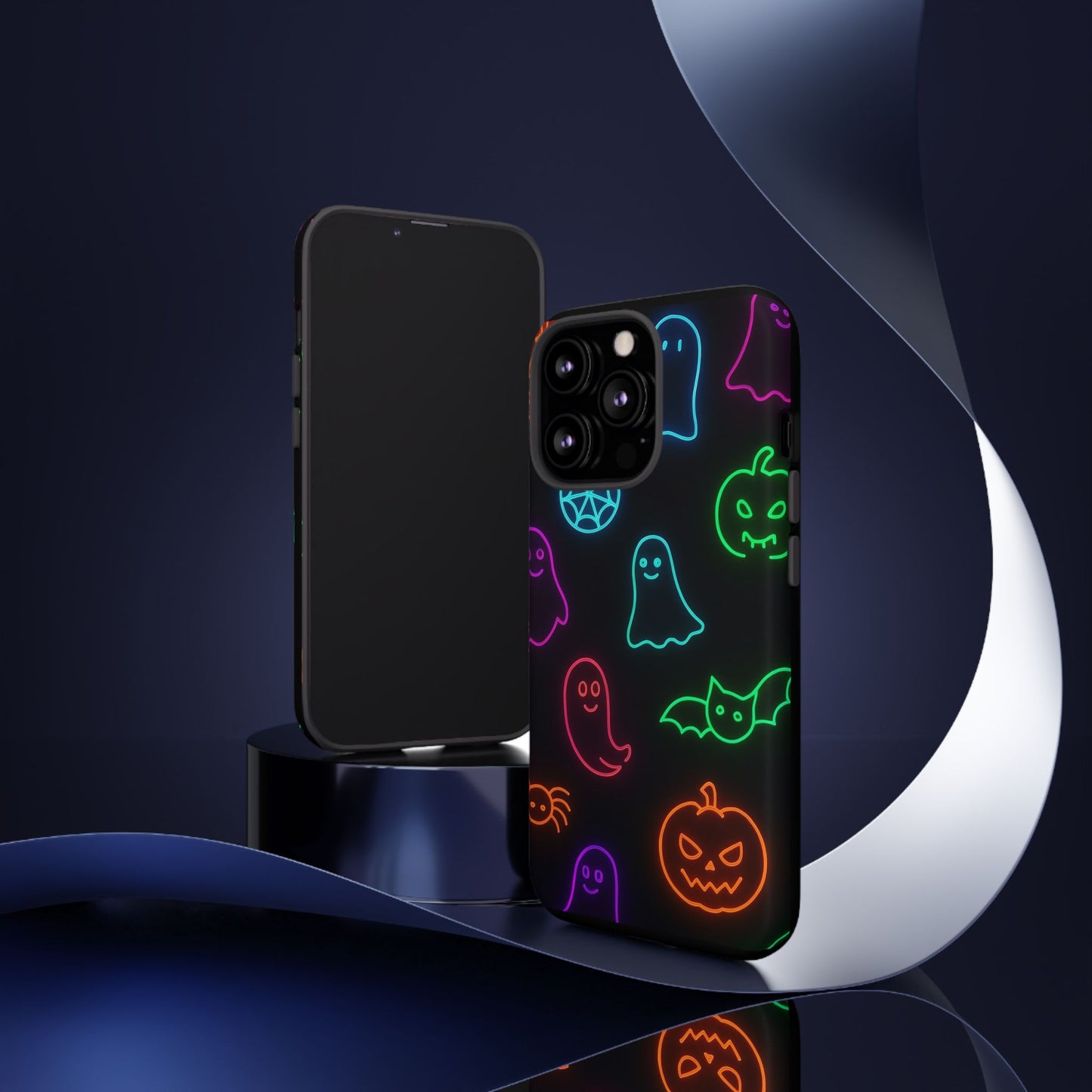 Neon Halloween Pattern | Cute Ghosts, Pumpkins & Bats Glow Design Phone Cases