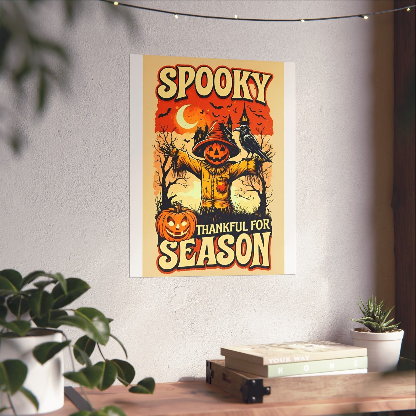 Spooky Thankful for the Season Halloween Scarecrow Vintage Design Poster