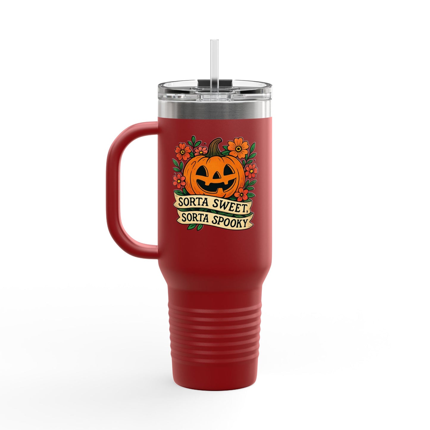 Spooky Floral Insulated Travel Mug - 40oz, Halloween Coffee Cup, Fall Drink Mug, Cute Travel Tumbler, Gift for Witchy Friends, Travel Mug